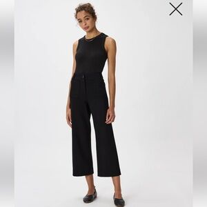 Quince Ultra-Stretch Ponte Cropped Wide Leg Pants Black Minimalist Sz 14